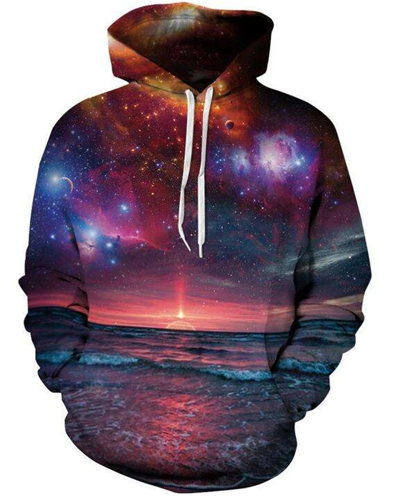 Galaxy Hoodie Colorful Personalized Pattern 3D Printed Hoodie Men Street Sports Tops Hip-hop Pullover Sweatshirts Hooded Male