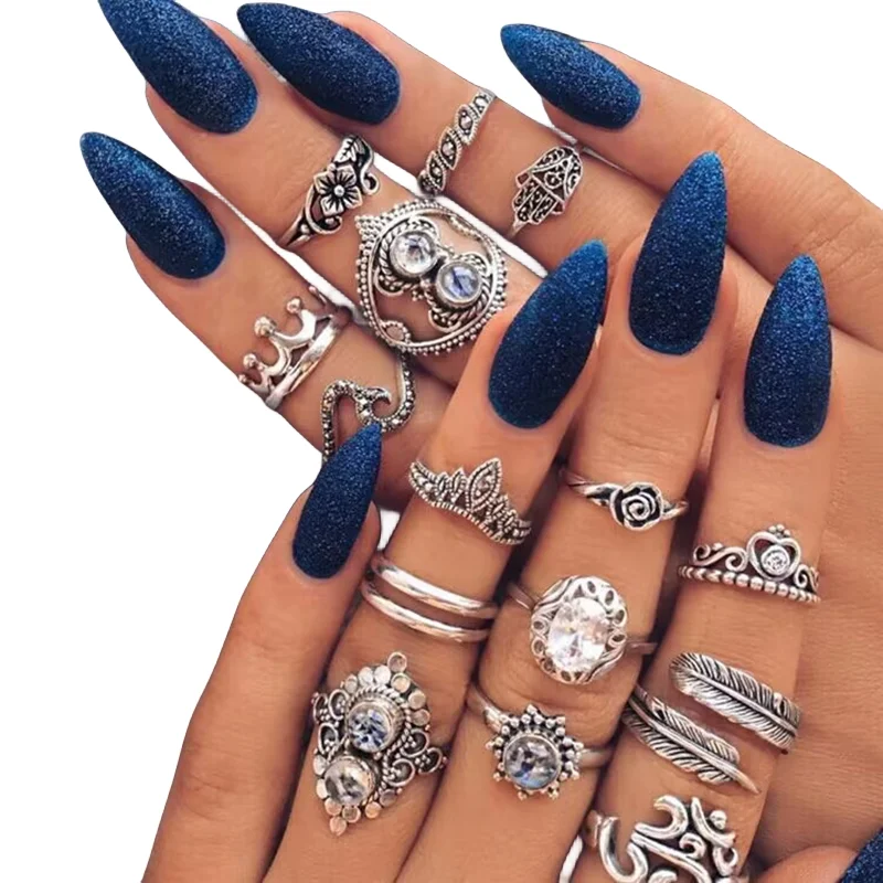 50 teile/los Großhandel Heißer Große Gefälschte Opal Geschnitzte Finger Ringe für Frauen Party Schönheit Kristall Blume Mond Sonne Schädel Crown bar Schmuck – Detail 15