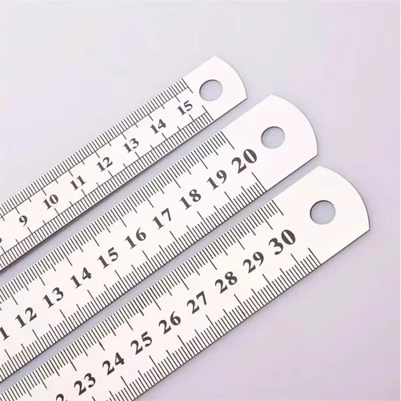 150mm-500mm Metal Double Side Scale Stainless Steel Straight Ruler Precision Measuring Tool for Students School Stationery Kids