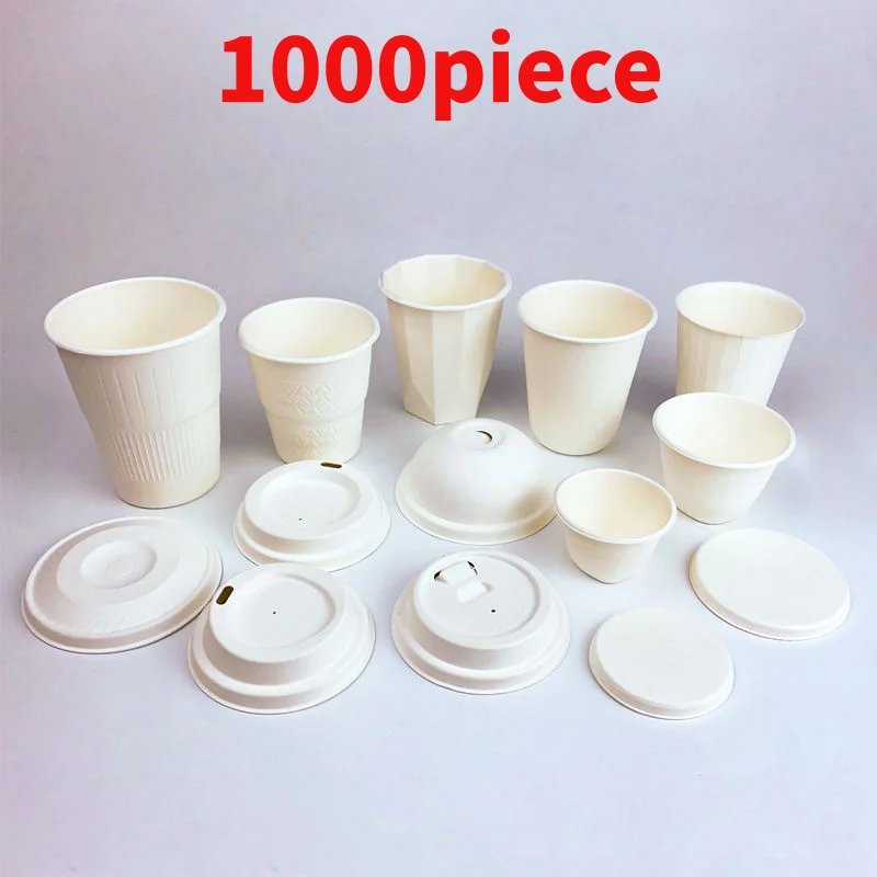 10 00 piezas. Personalizar. Nueva taza de caña de azúcar desechable biodegradable, pulpa de bagasa, café, taza de papel de 6oz y 8oz con tapas, ecológica B