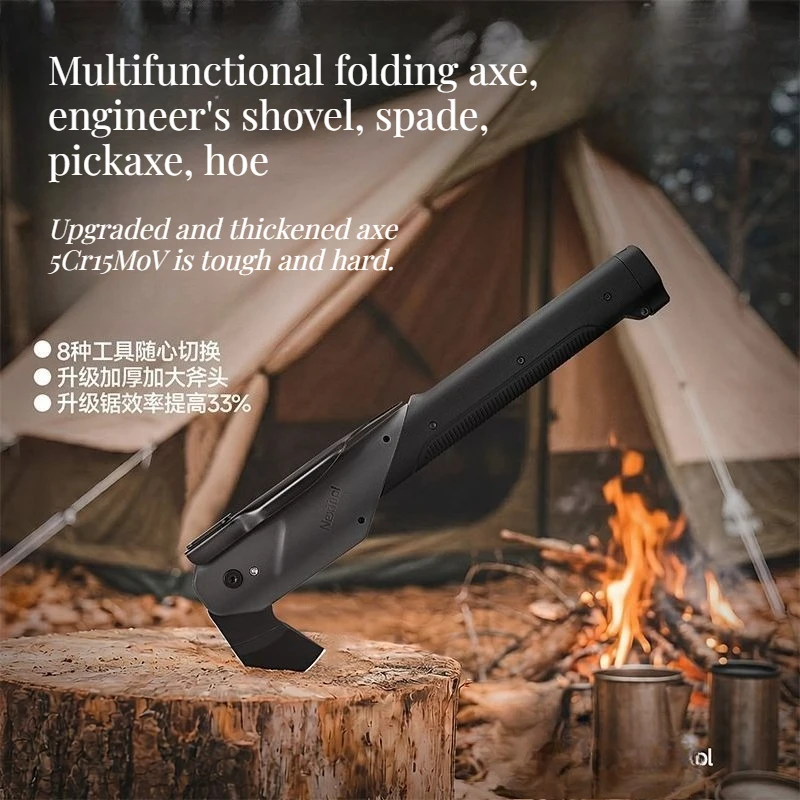 New Multi-functional Folding Axe Engineer Shovel Portable Outdoor Camping Hiking Iron Shovel Pickaxe Hoe Emergency Tool