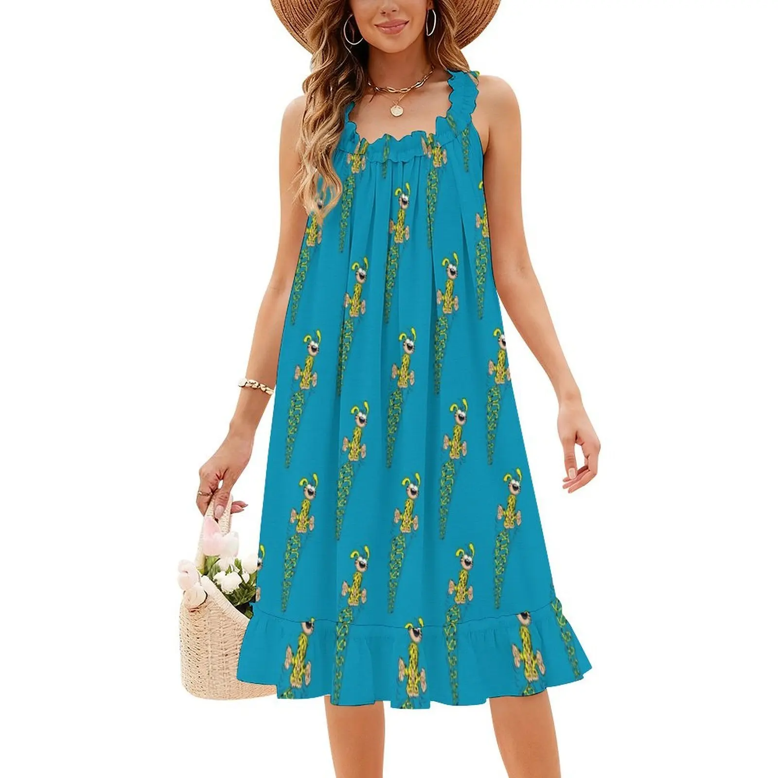 فستان Marsupilami بوهيمي بدون أكمام متعدد الطباعات لحفلات عطلة الشاطئ فستان Marsupilami الهزلي Marsupilami هناك حفلة #4