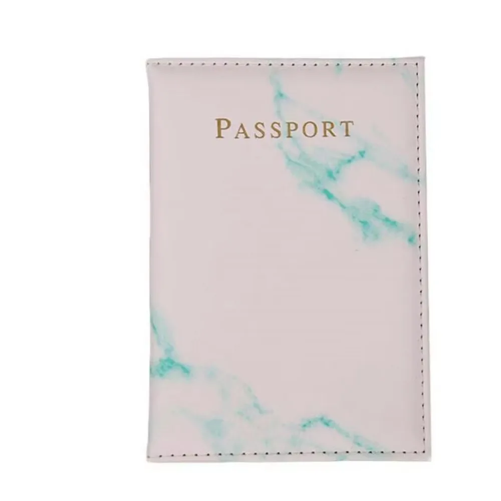 Women Men Passport Cover Pu Leather Marble Style Travel ID Credit Card Passport Holder Ticket Protective Packet Bag Wallet Pouch