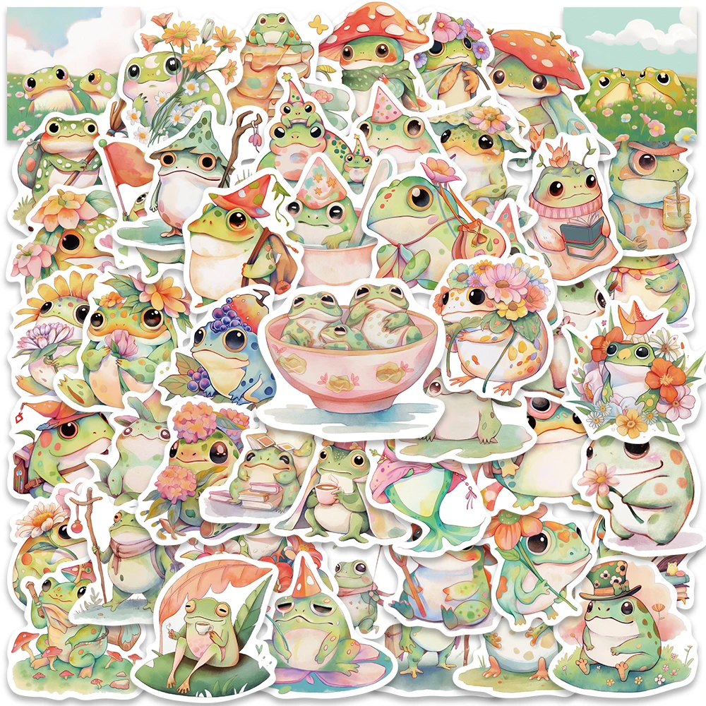 50PCS Colorful Cute Plump Frogs PVC Sticker Aesthetic Stationery School Supplies DIY Decoration Korean Scrapbooking for Kids