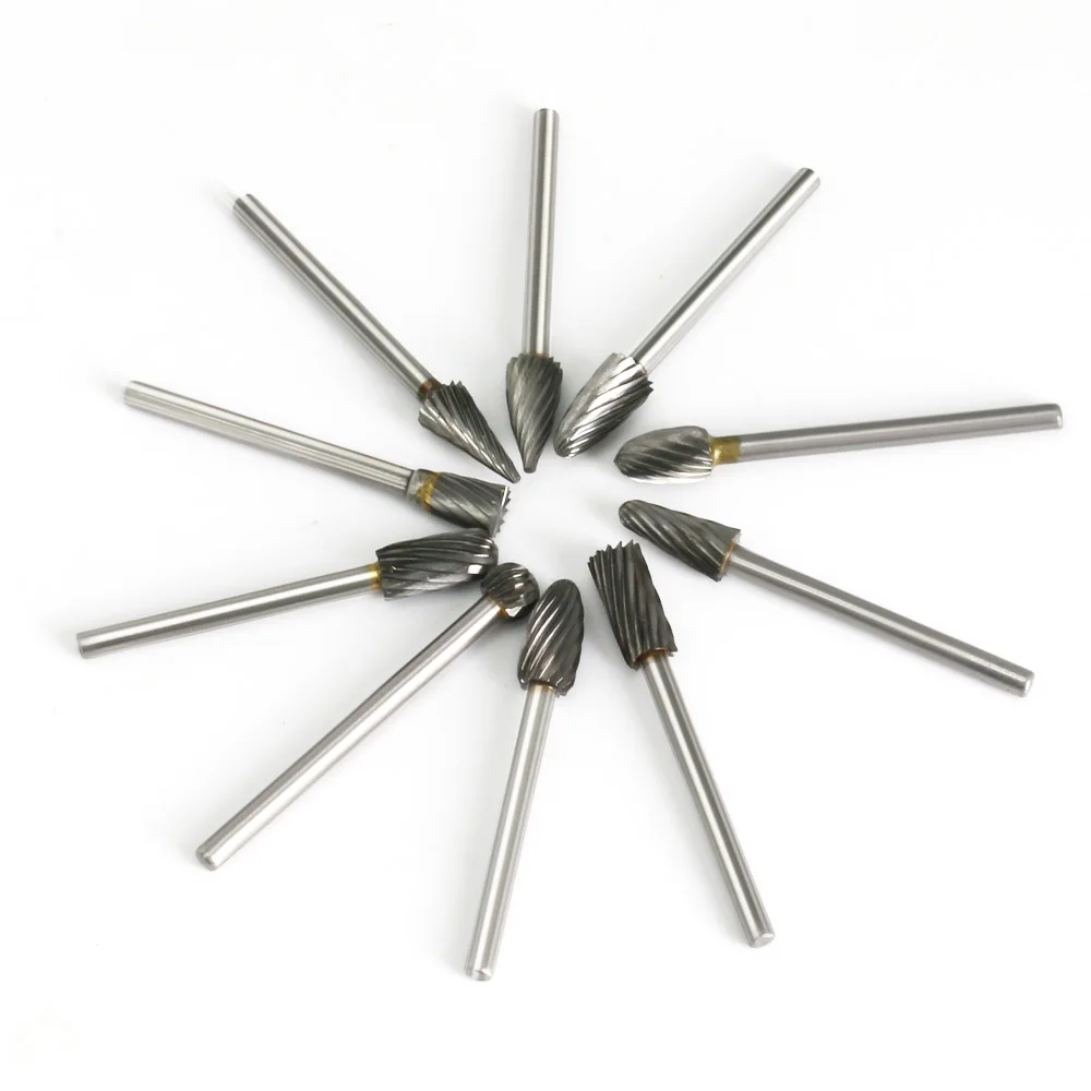 Imagem -02 - Shank Tungsten Carbide Fresa Rotary Arquivo Carving Ferramentas Burr Duplo Diamond Cut Elétrica Moagem in in 10 Pcs