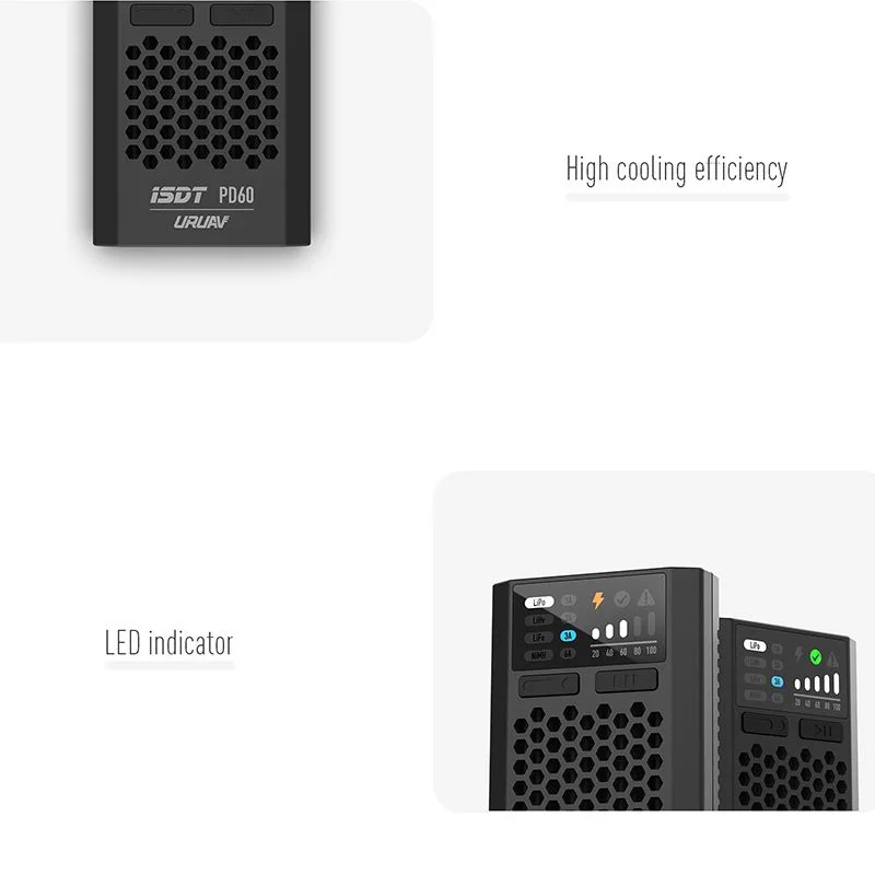 Ładowarka ISDT URUAV PD60 60W 6A z wejściem Type-C, balanser akumulatorów, ładowarka FPV do akumulatorów Lipo 1-4S do dronów RC, quadrocopterów i multirotorów