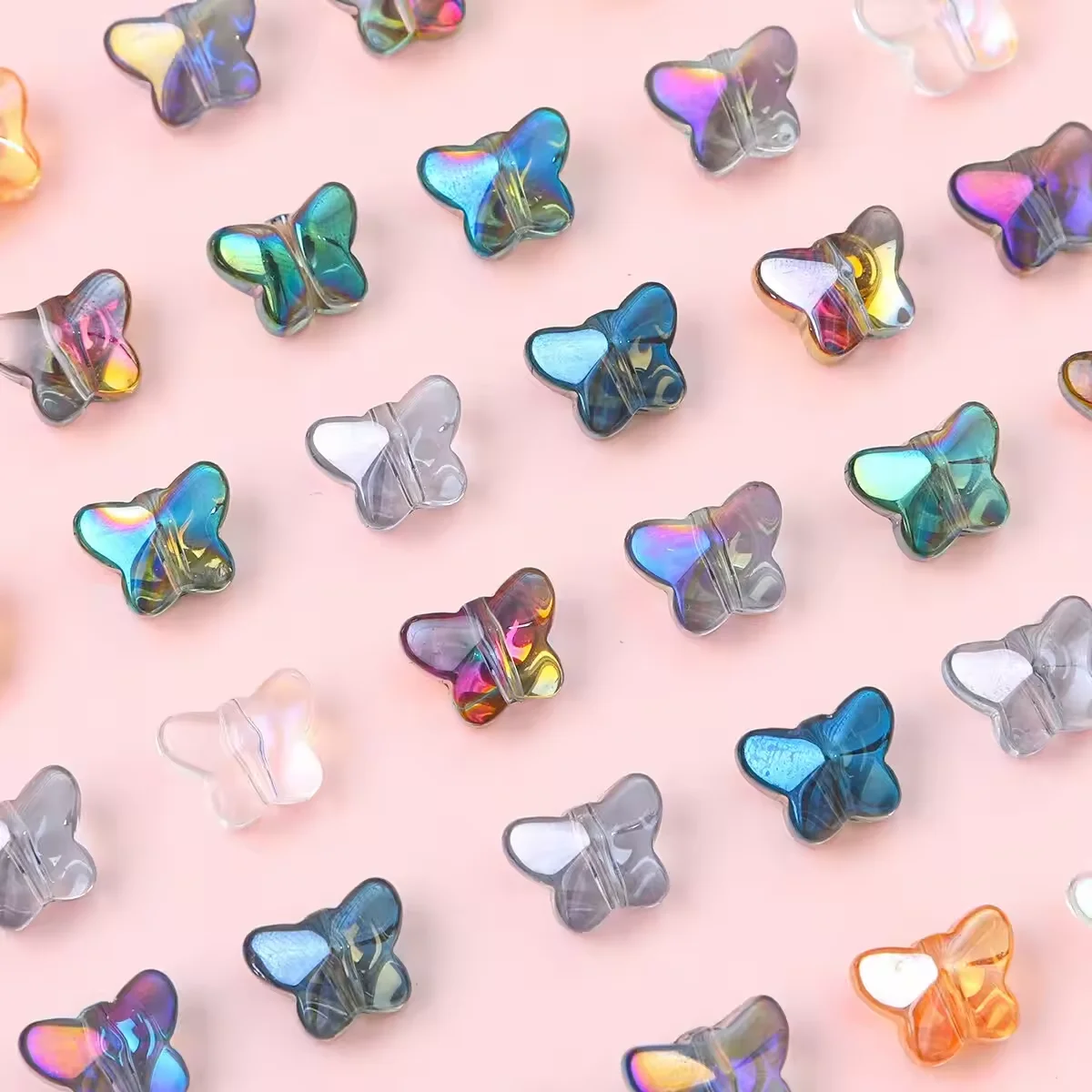 60/220pcs 7.5x10mm Glass Plated Butterfly Crystal Beads Loose Beads Handmade DIY Bracelet Necklace Earrings Jewelry Accessories
