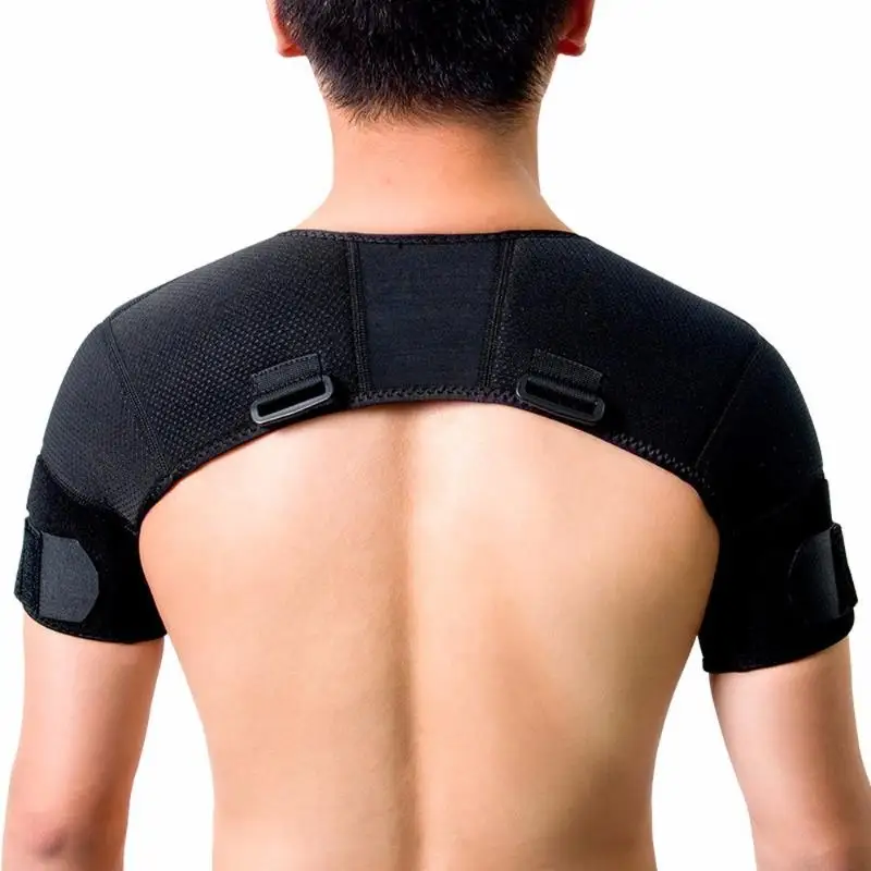 1Pcs Adjustable Neoprene Compression Support Cross Strap Double Shoulder Brace For Men Women Sports Injury Pain Relief