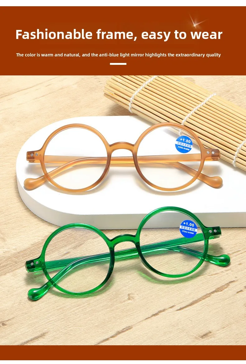 Reading Glasses for Women Vintage Round Frame Corrective Glasses Men Hyperopia Presbyopia Reading Eyeglasses+1.0+1.5+2.0+2.5+3.0