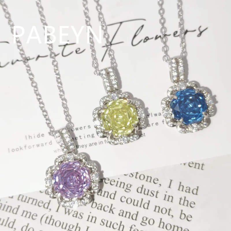 925 Sterling Silver Octagon Rose Cut Zircon Necklace. Feminine, Romantic, and Elegant Jewelry for Women.