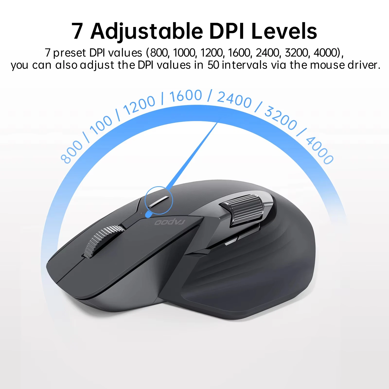 Rapoo MT760/MT760L/MT760Mini/MT760M Rechargeable Multi-mode Bluetooth Wireless Mouse Ergonomic 4000 DPI Support Up to 4 Devices - Image 5