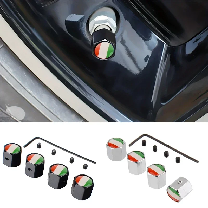 4PCS Italy Flag Car Wheel Air Covers Car Air Valve Stem Caps for Ford Dodge Honda BMW Toyota Audi Nissan Subaru Mazda Volvo VW