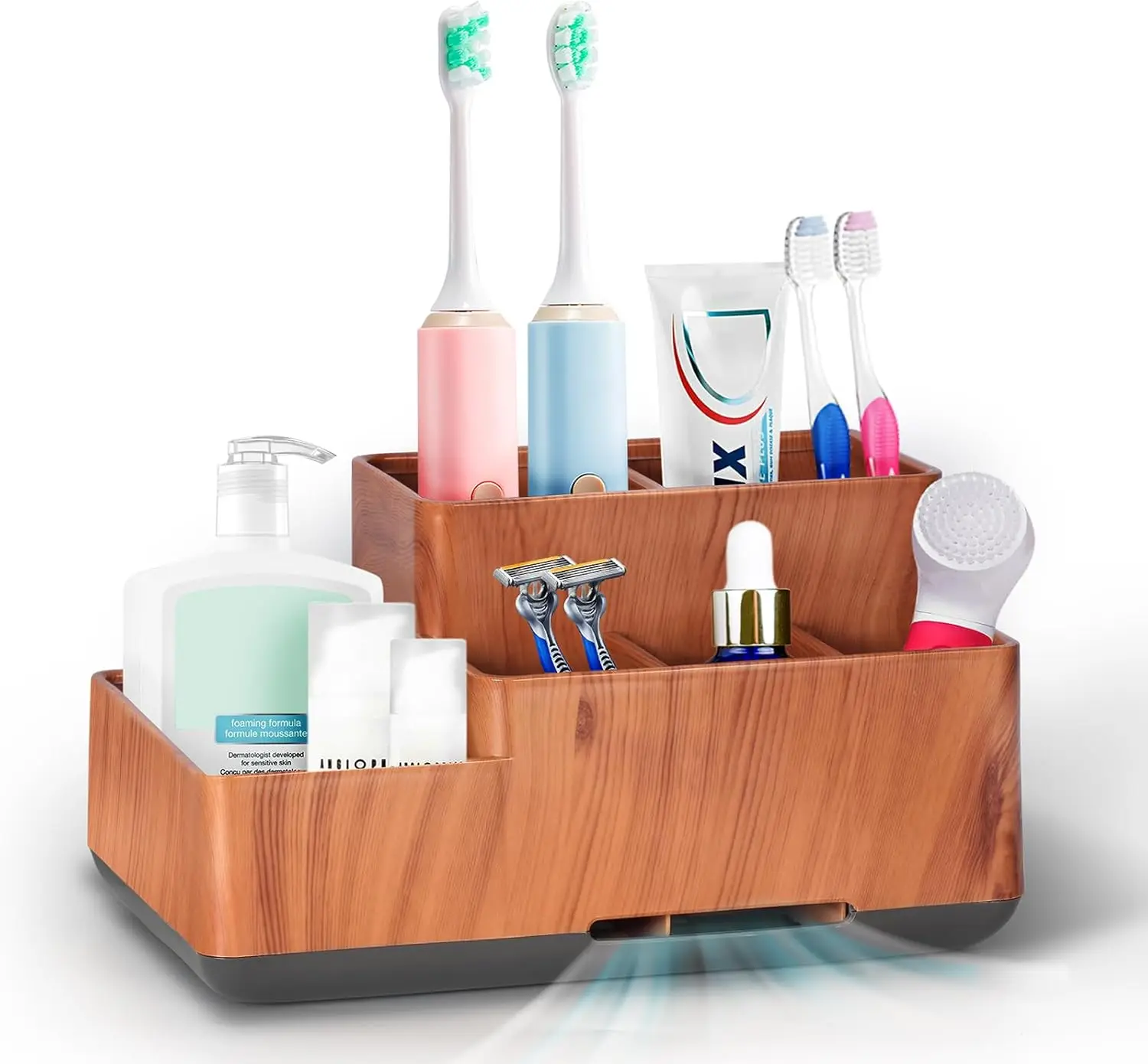 

Anti-Slip Marble White Toothbrush Holder, Detachable Bathroom Organizer for Easy Cleaning, Multifunctional Storage Caddy