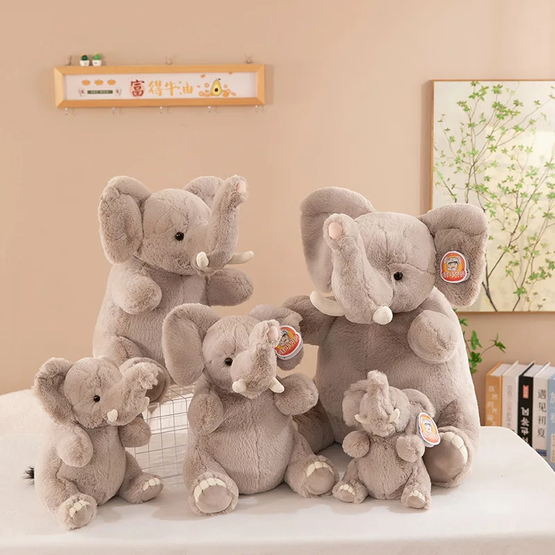 

Cartoon Cute Lazy Grey Plush Toys Doll on The Bed Accompany Sleeping Little Elephant A Birthday Present Sending Off Girlfriend