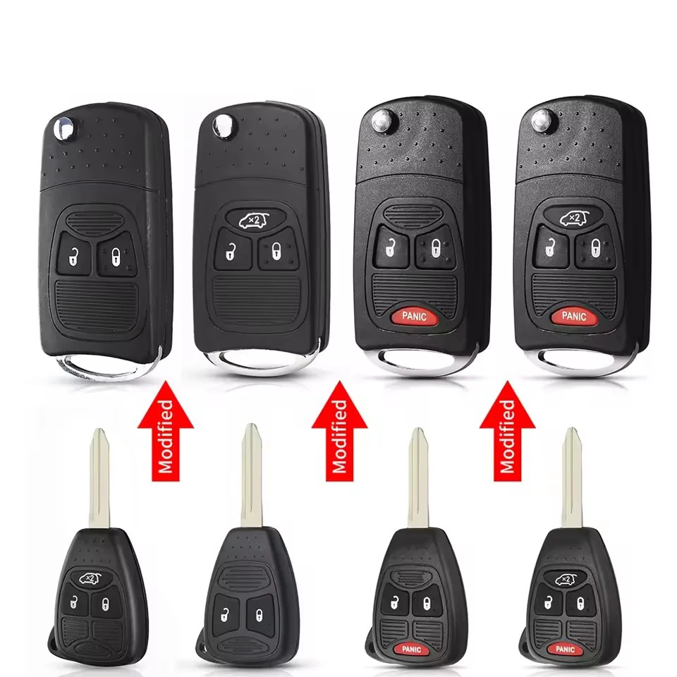 

1PCS Modified Version For Chrysler Jeep Compass Wrangler Patriot Fob Flip 2 Button Folding Car Key Case