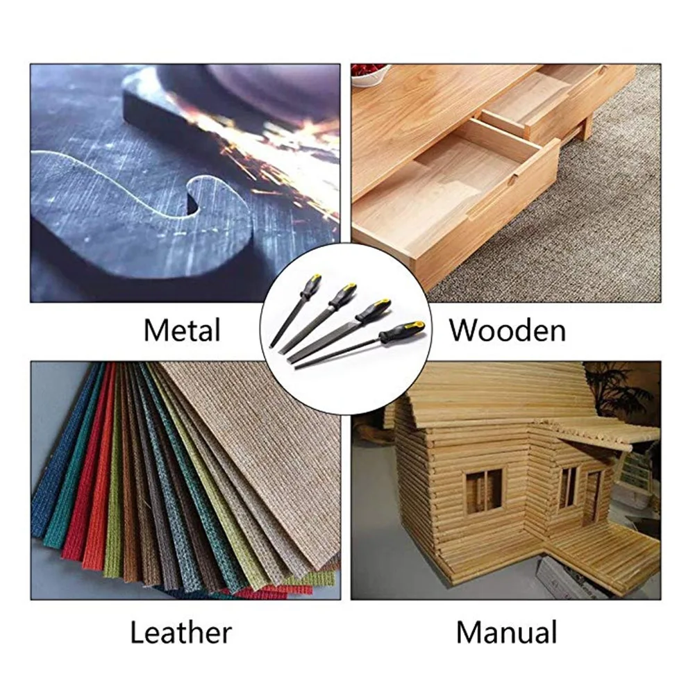 ملف مسطح ملف اليد مجموعة ملفات متعددة الوظائف أداة يدوية عالية الكربون الصلب لأعمال الخشب المعدنية والزجاج والسيراميك #4