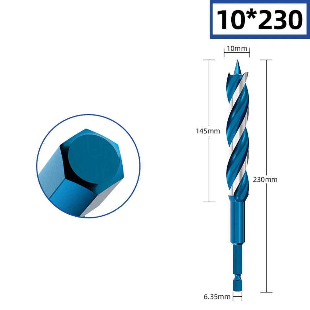 Wood Auger Drill Bit 8-32mm High Carbon Steel 4 Flute 3 Slot Hex Shank For Woodworking Plastic Cork Deep Hole Drilling Tool