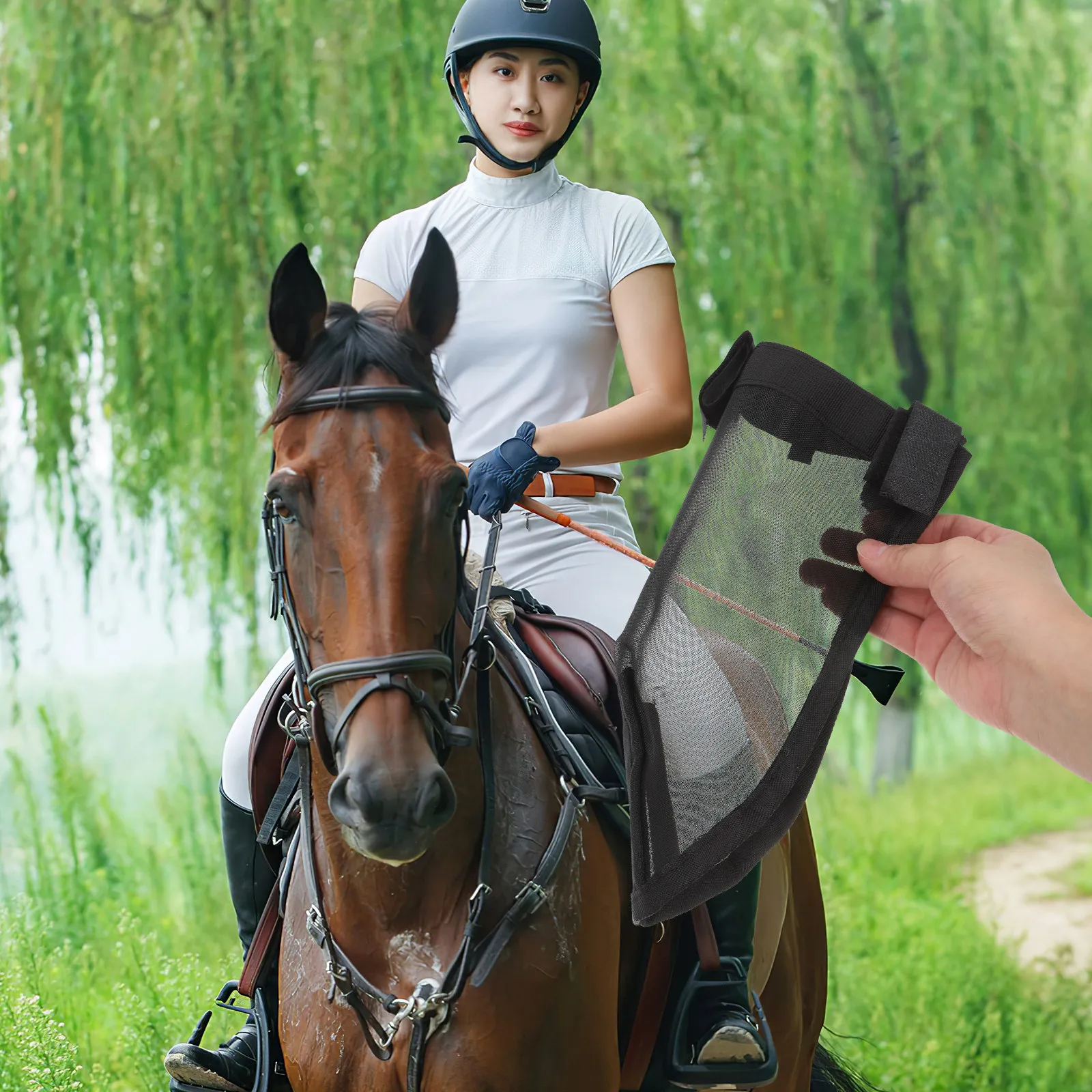 Protector Nasal para Caballos, Malla Fina Transpirable, Red Suave y Cómoda, Protección para Exteriores, Máscara Nasal para Caballos, Máscara para Animales de Granja