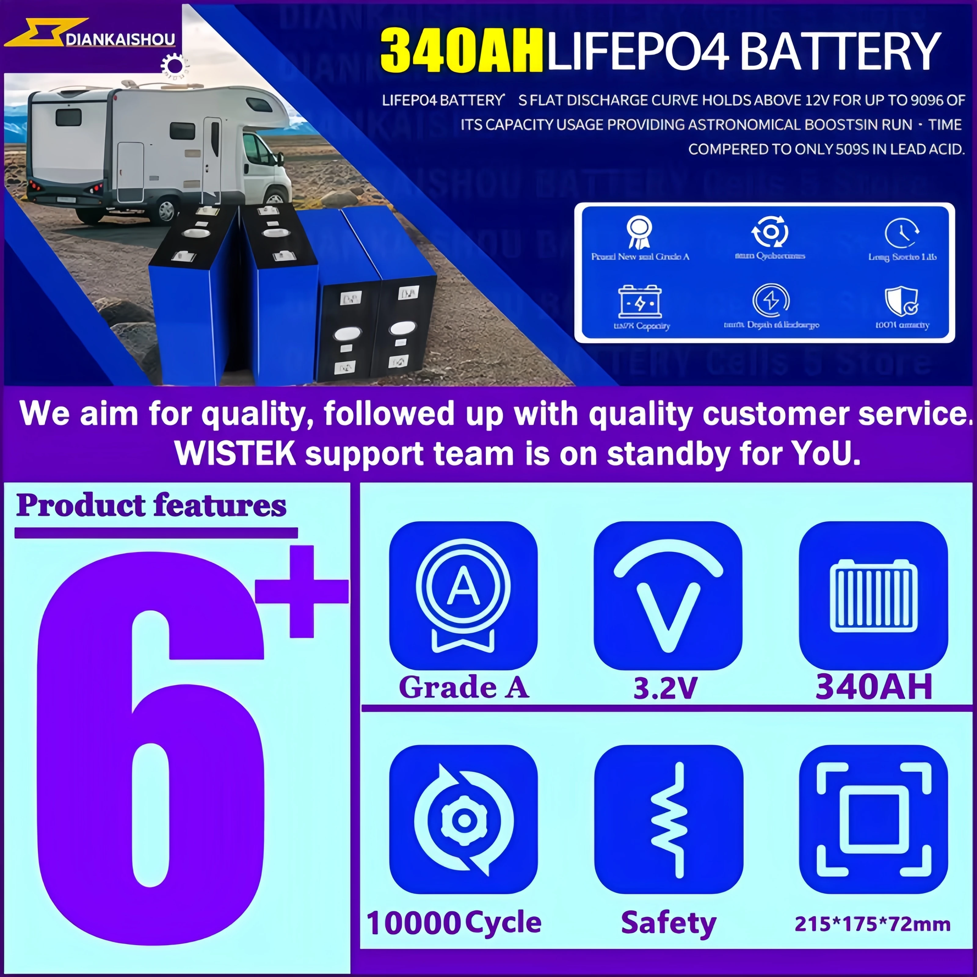 Lifepo4 3.2 فولت 340AH بطارية لتقوم بها بنفسك 12 فولت 24 فولت 48 فولت خلية قابلة للشحن ل RV عربات المعسكر EV قوارب يخت عربات الغولف رافعة شوكية الخليط الشمسي