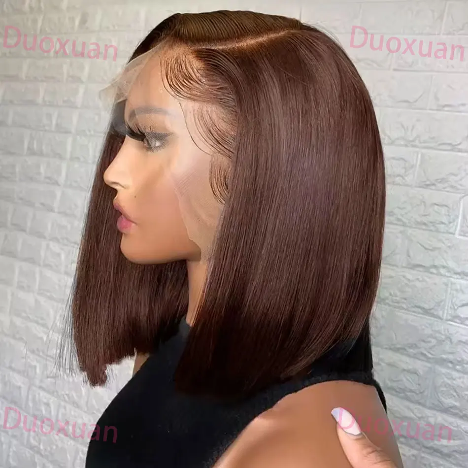 # 4 الشوكولاته براون مستقيم بوب شعر مستعار شعر الإنسان 13x4 Hd الدانتيل شعر مستعار أمامي 2x6 4x4 5x5 الدانتيل إغلاق شعر مستعار 200% الكثافة قصيرة براون الباروكات #1