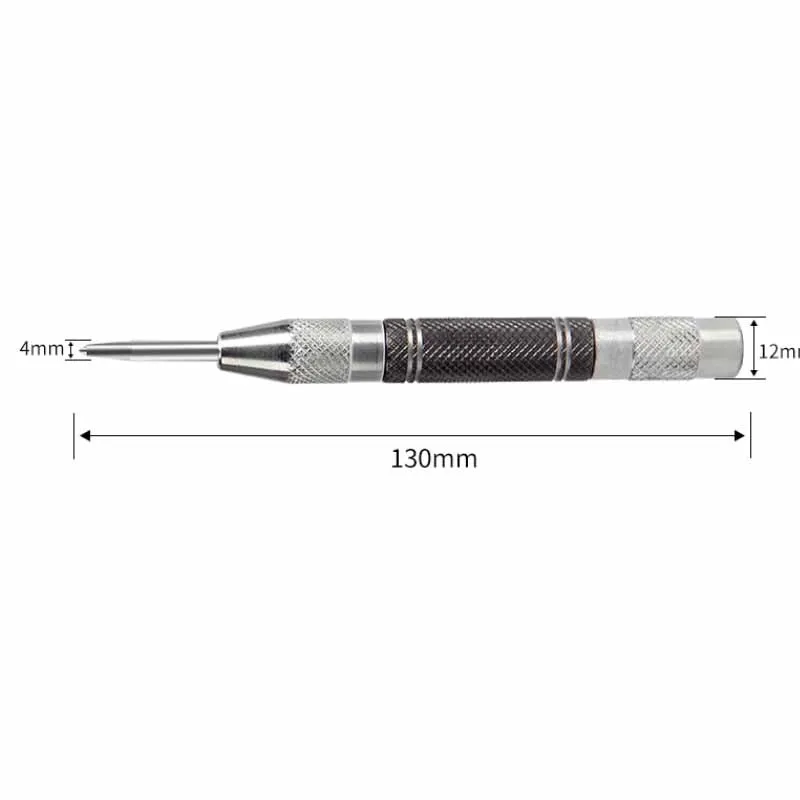 Silver and black Automatic Center Punch Locator Spring Type Proofing Punch Woodworking Punch Dent Marking Woodworking Tool Drill