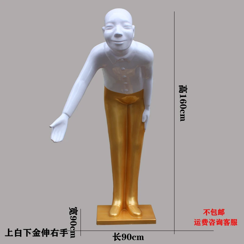 Recruiting Wealth, Welcoming Guests, Sculptures, Bending, Bowing, Saluting Glass Fiber Reinforced Plastic Hotel KTV Decorative