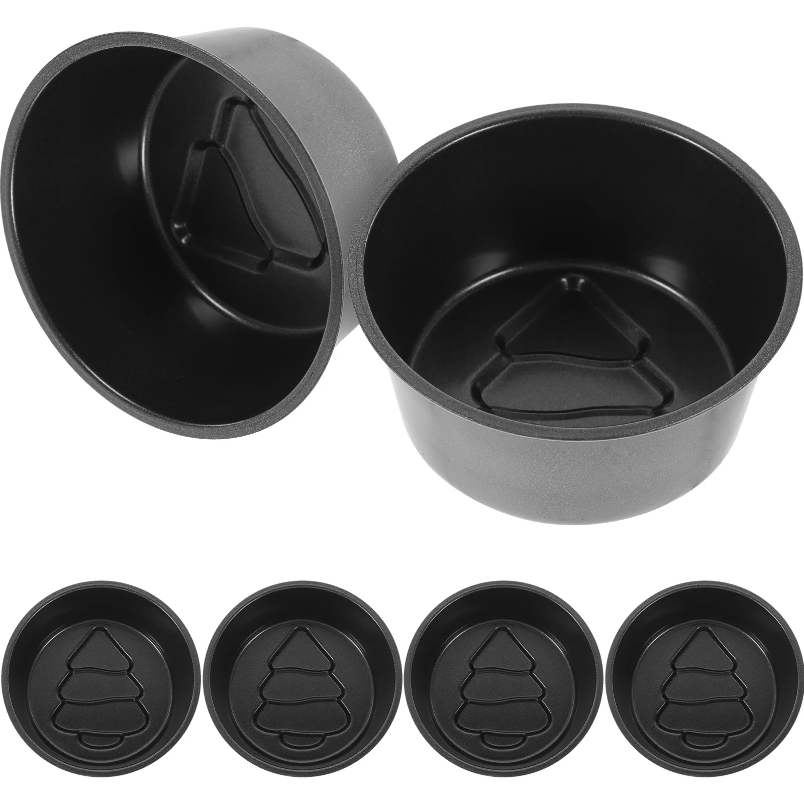 

6Pcs Carbon Steel Round Cake Mold Non-Stick Baking Pan for Pudding Jelly Dessert with Exquisite Pattern Cake Baking Equipment
