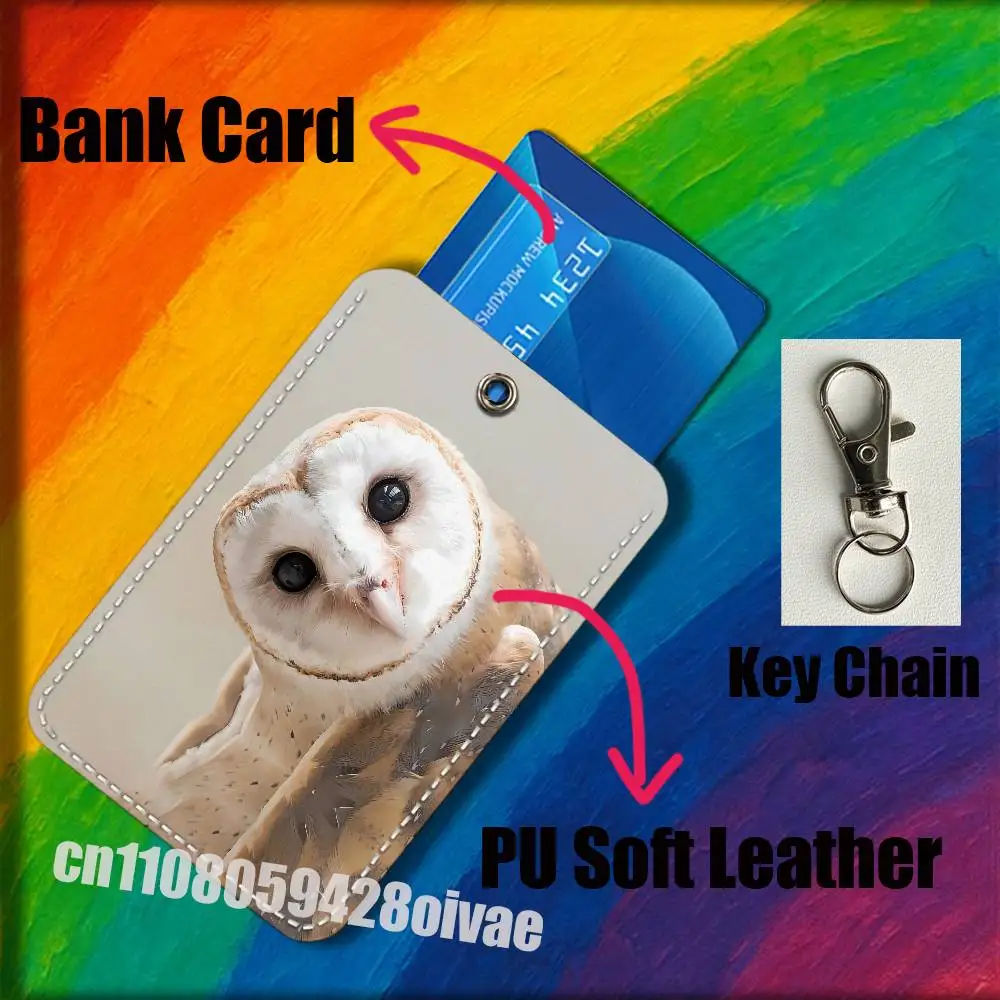Nighthawk Night Owl Bird For ID Clips Credit Bank Access Water Card Holder Cover Decoration Bag Key Keychain