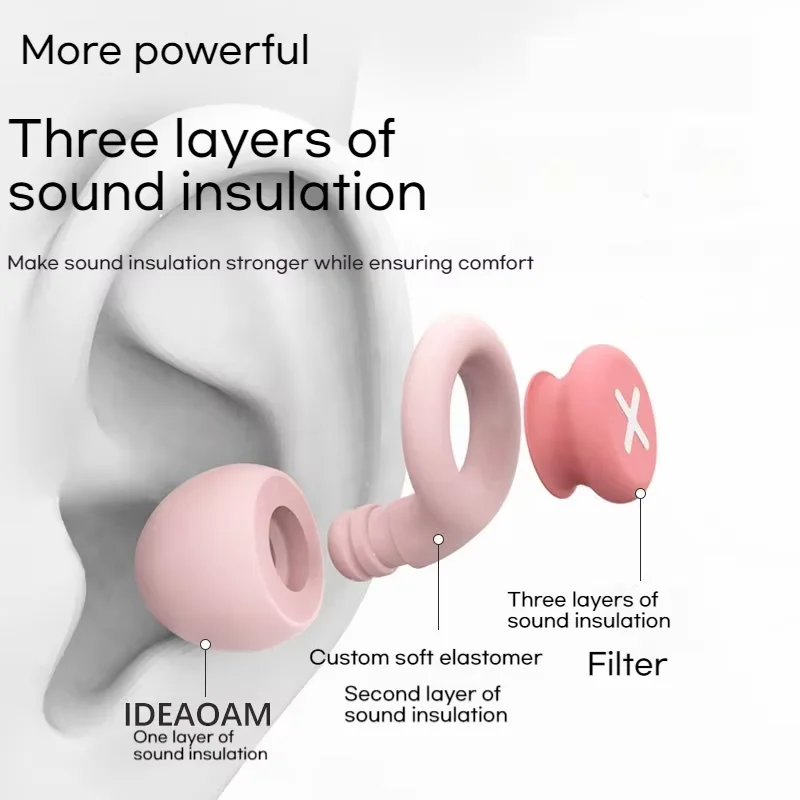 3 Layer Filter Earplugs for Sleep Noise Cancelling Silicone Sponge Earplug Sound Insulation EarPlug with Case Anti-noise Earplug