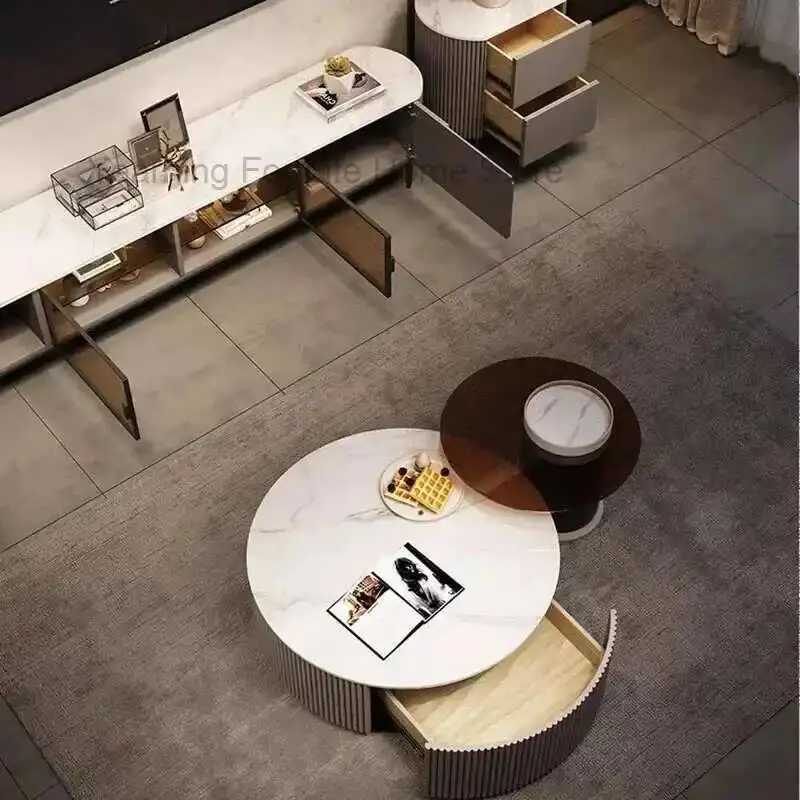 

Aesthetic Coffee Table Italian Minimalist Luxury Modern Round High Quality Service Writing Mesa Auxiliar Lounge Suite Furniture