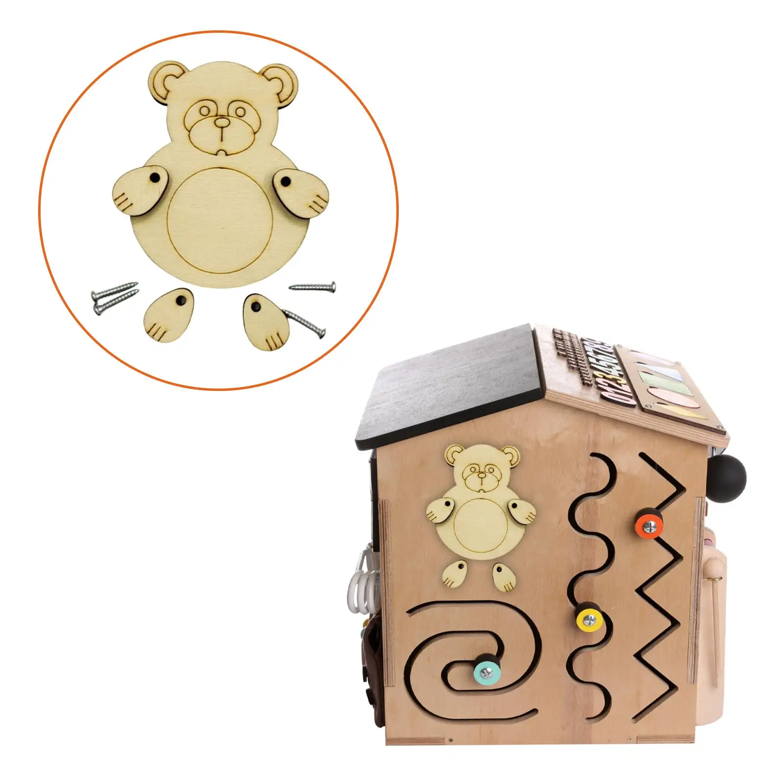 Wood Busy Board Kit, Educational Toy Basic Skills Learning Activities for Diy
