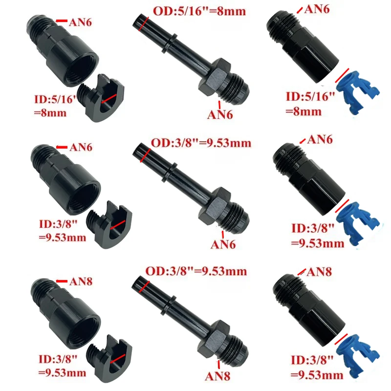 1/2X Quick Connect 6AN AN6 Male To 3/8