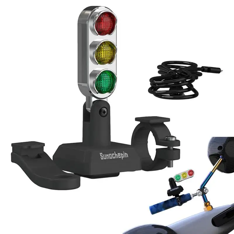Motorcycle Traffic Light Lamp Helmet Decorate Traffic Lights Adjustable Mini Stop Warning Signal Light For Motorcycle Handlebar