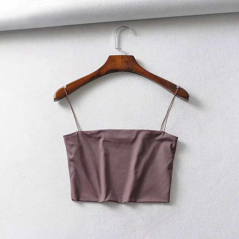 Ins Street – gilet à petites bretelles transfrontaliers pour femmes, haut tubulaire de couleur Pure, bande élastique, couleur unie, été