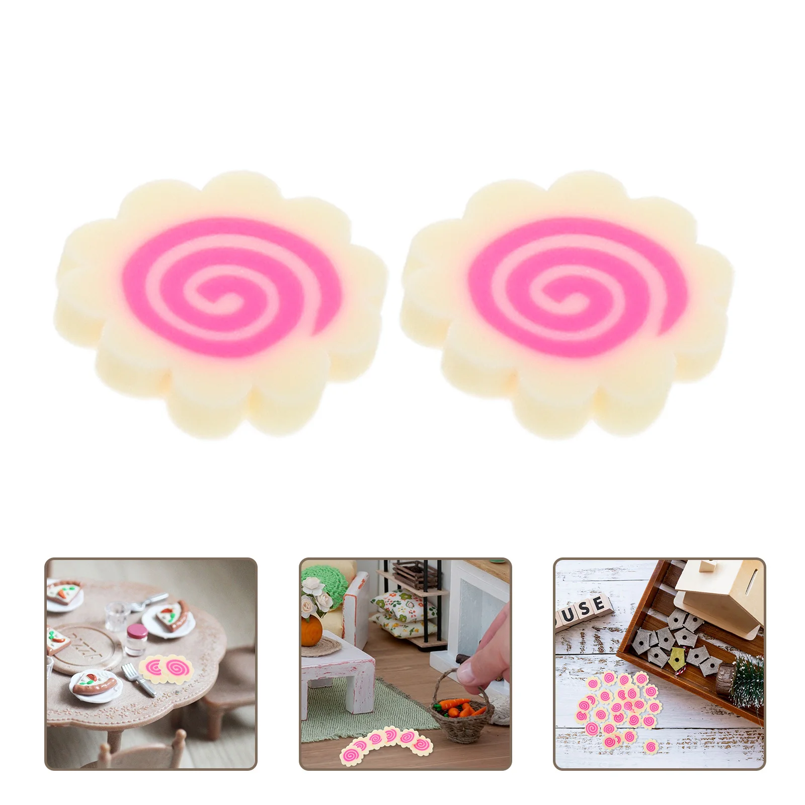 

1Pack Realistic Mini Fish Cakes Soft Clay Slices Japanese Food Inspired Craft Supplies for Dollhouse Miniature Nail Art Phone