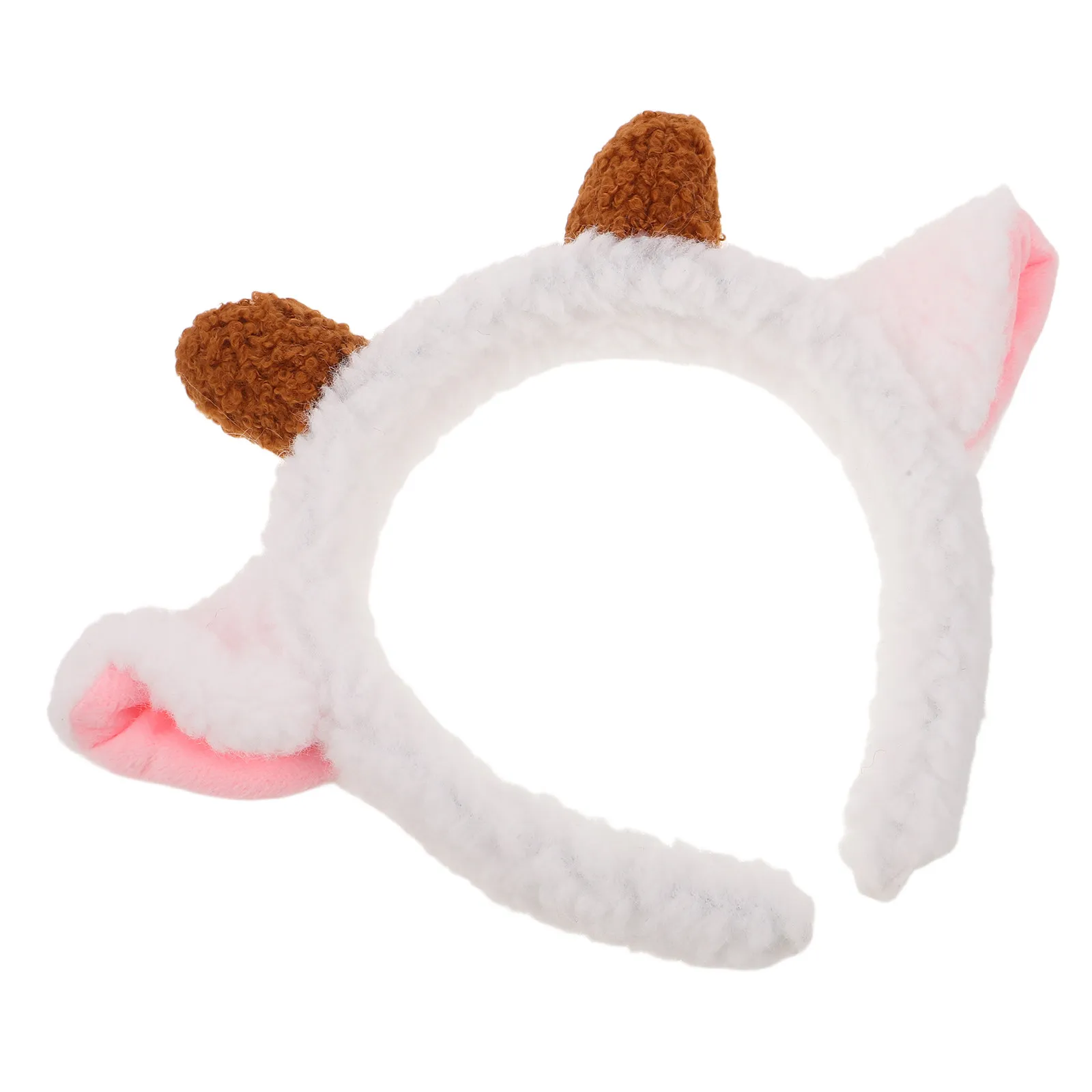 

Милая повязка на голову с ушками ягненка для женщин, мягкий легкий головной убор в виде овечьих ушек, маленькие рожки, для умывания, спа-процедур, вечеринок, косплея, Рождества