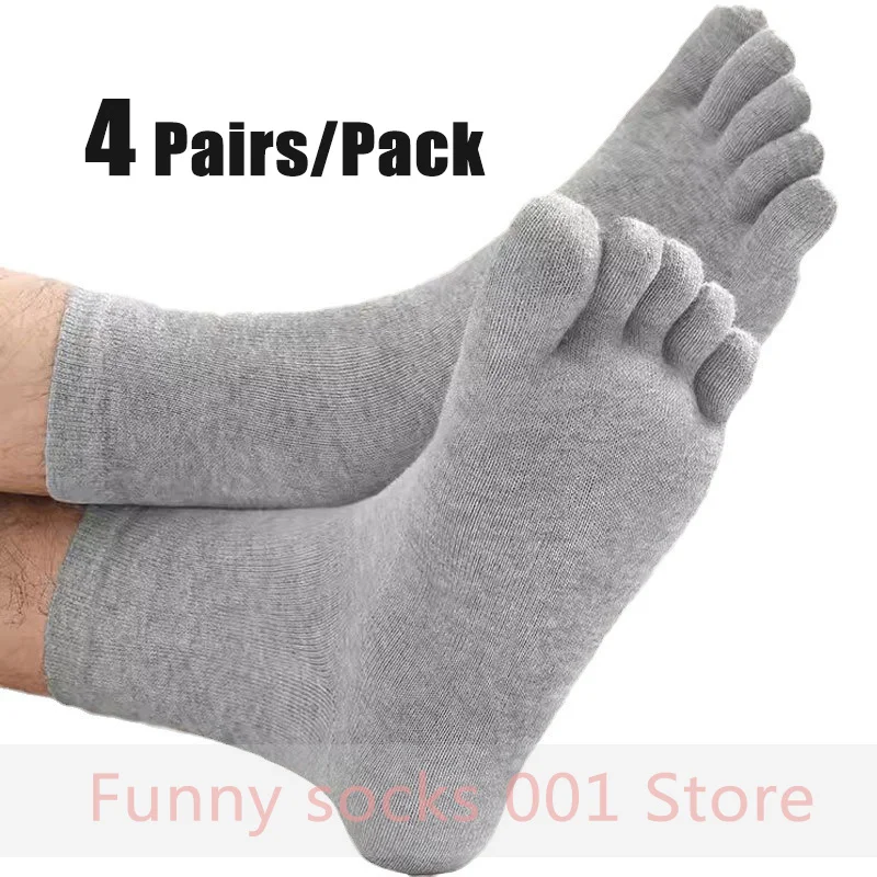 

4 Pairs/Pack Men Five Toe Socks Five Finger Socks Sweat Absorbing Mid Tube Split Toes Socks For Men