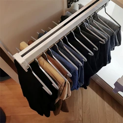 Pull-Out Closet Clothes Pants Hanger Telescopic Rod Rail Top Mount Bar Ball Bearing Slide Wardrobe Storage Organizer Holder