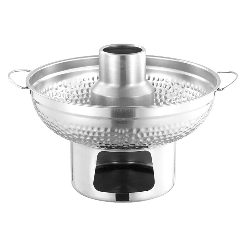 

20/22cm Stainless Steel Hot Pot Fast Heating with Chimney Double Ears Hot Pot Anti-scald Large Capacity Thai Hot Pot Camping