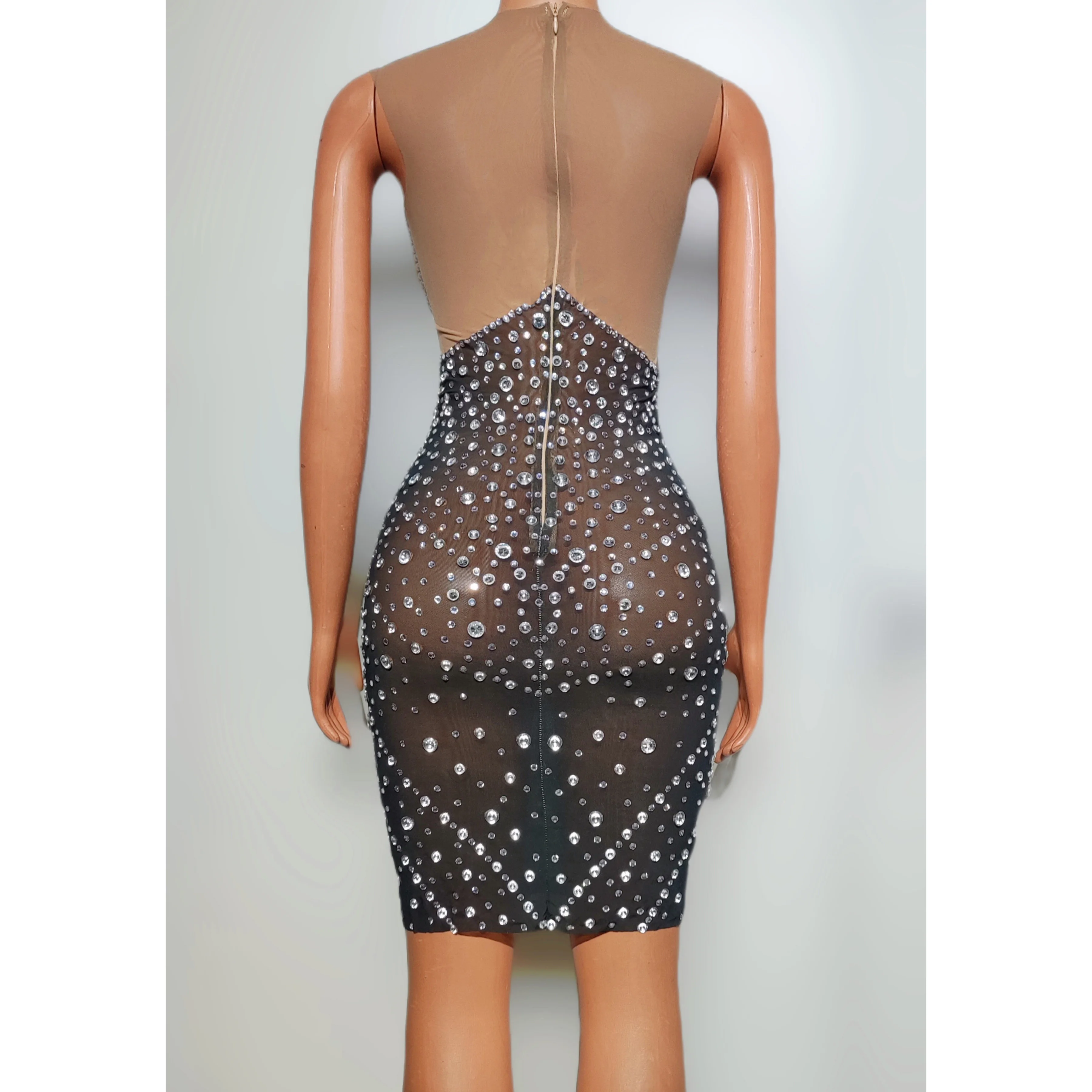 Woman Gogo Dancer Dress Pearl Rhinestone Sleeveless Dresses Singer Stage Wear Nightclub Performance Costume Party Outfits yj352