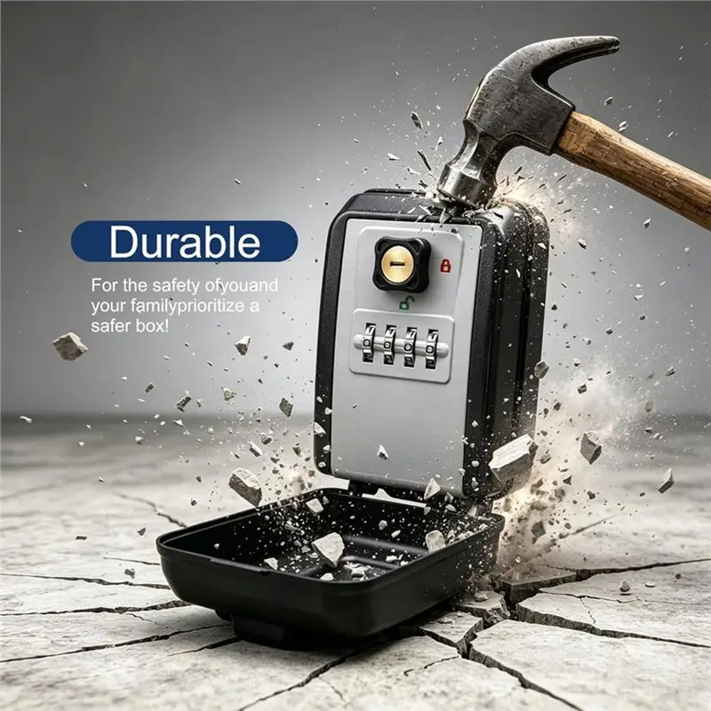 A73E-For Keys Wall Mounted Key Lock Box With Resettable Combination Lock Boxes Wall Mount Outdoor Design