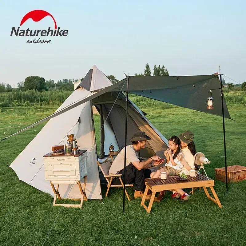 Naturehik Camping Portable 3-4 Person Four-sided Pyramid Tent Outdoor Waterproof  Large Family Breathable Hiking 3ful gear