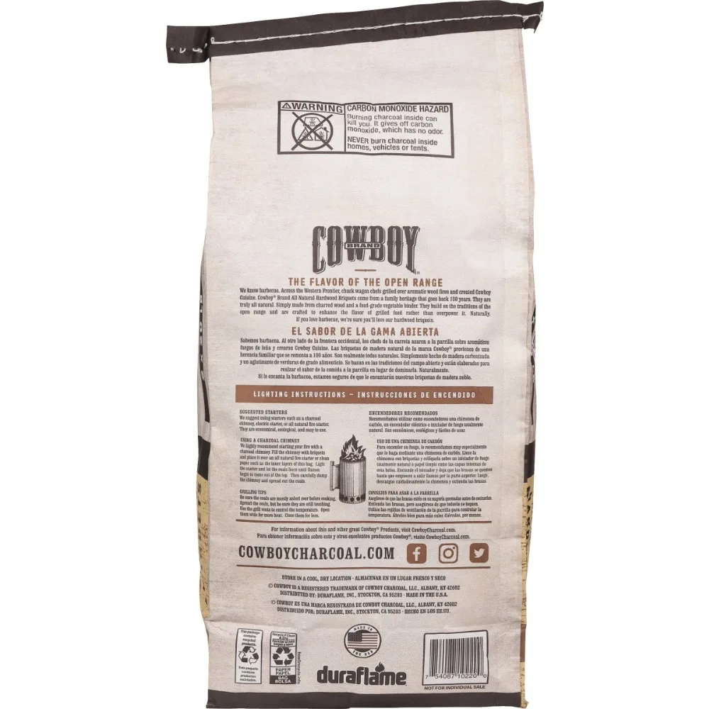 Cowboy Hardwood Charcoal Briquets, 20 Pounds Each (Pack of 2, 40 Pound Total)