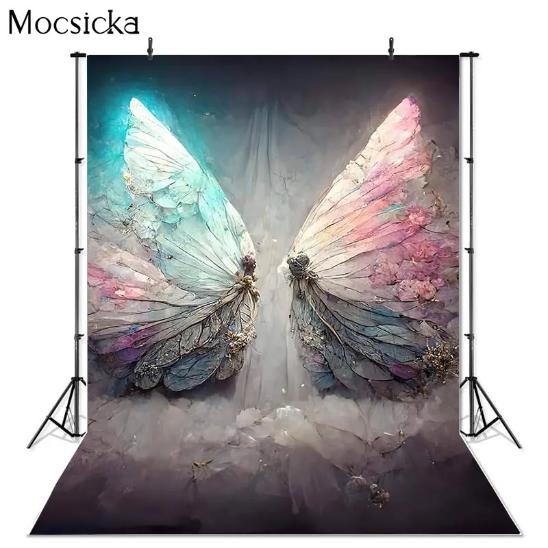 Mocsicka Photography Background Glitter Angel Wings Adult Kids Birthday Party Maternity Art Portrait Decor Photo Backdrop Studio