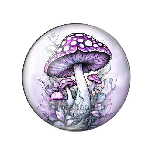 Watercolor Bright colorful mushroom Art paintings 8mm/12mm/20mm-40mm Round photo Glass Cabochon demo flat back Making findings
