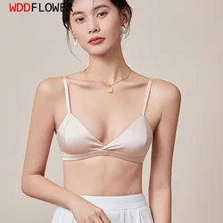 93% Mulberry Silk 7% Spandex Women Silk Bra 3/4 Cups Everyday wear Bra Lining Wire Free Wireless Intimates TA003