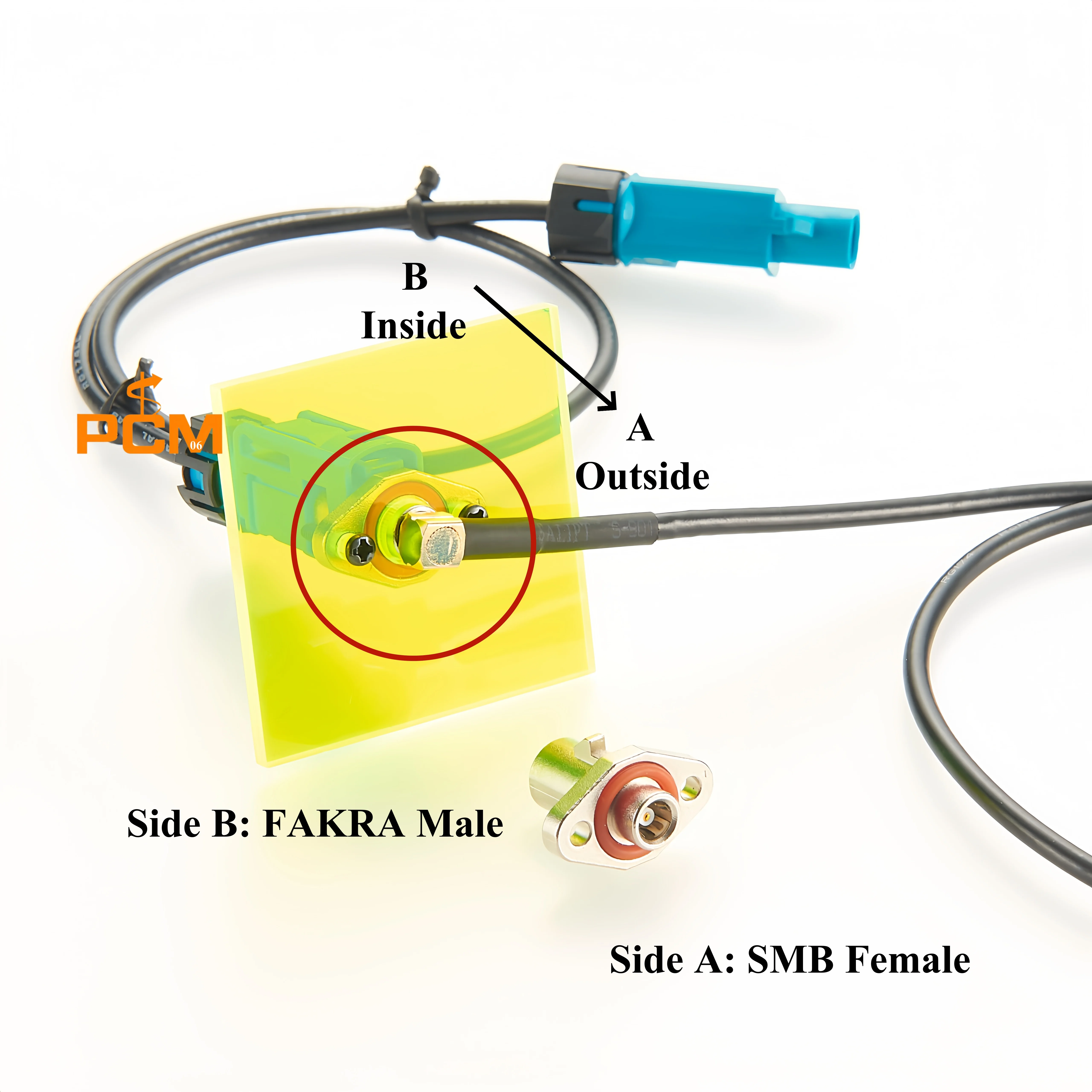 SMB-auf-FAKRA-Adapter, 2-Loch-Flansch, Schalttafelmontage, SMB-Buchse auf FAKRA Z-Code-Stecker, HF-Koaxialstecker, kompatibel mit TE 1- 2390730 -4 – Detail 4