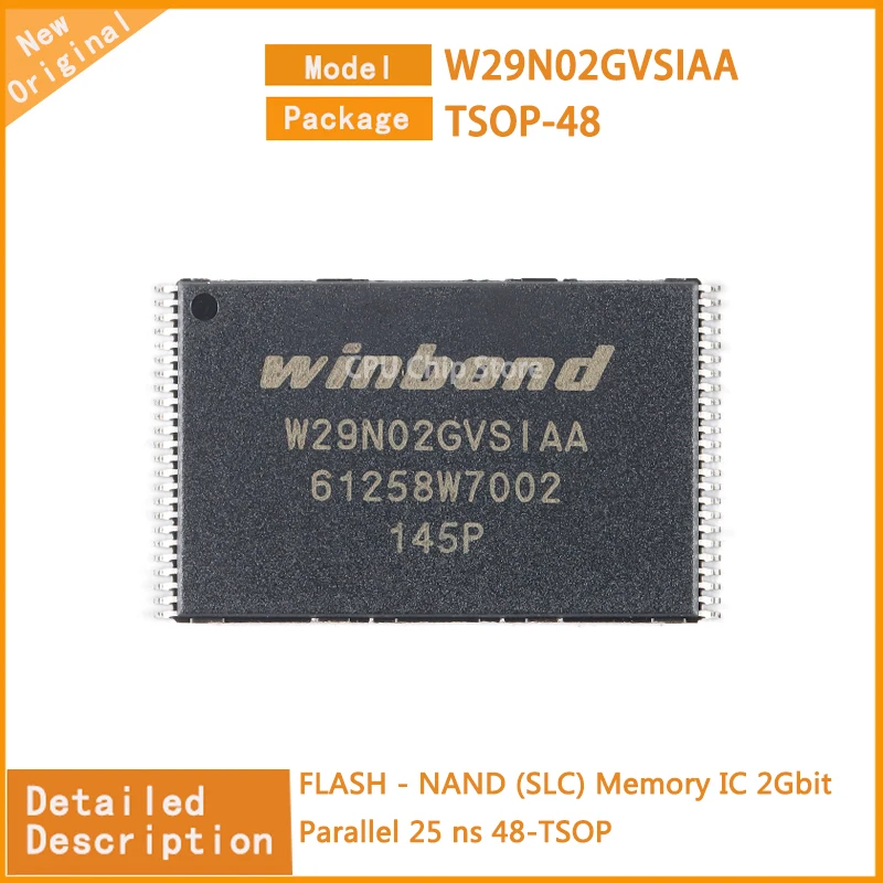

5 шт./лот, новый оригинальный W29N02GVSIAA W29N02 FLASH-NAND (SLC) IC памяти 2 Гбит, параллельный 25 нс 48-TSOP