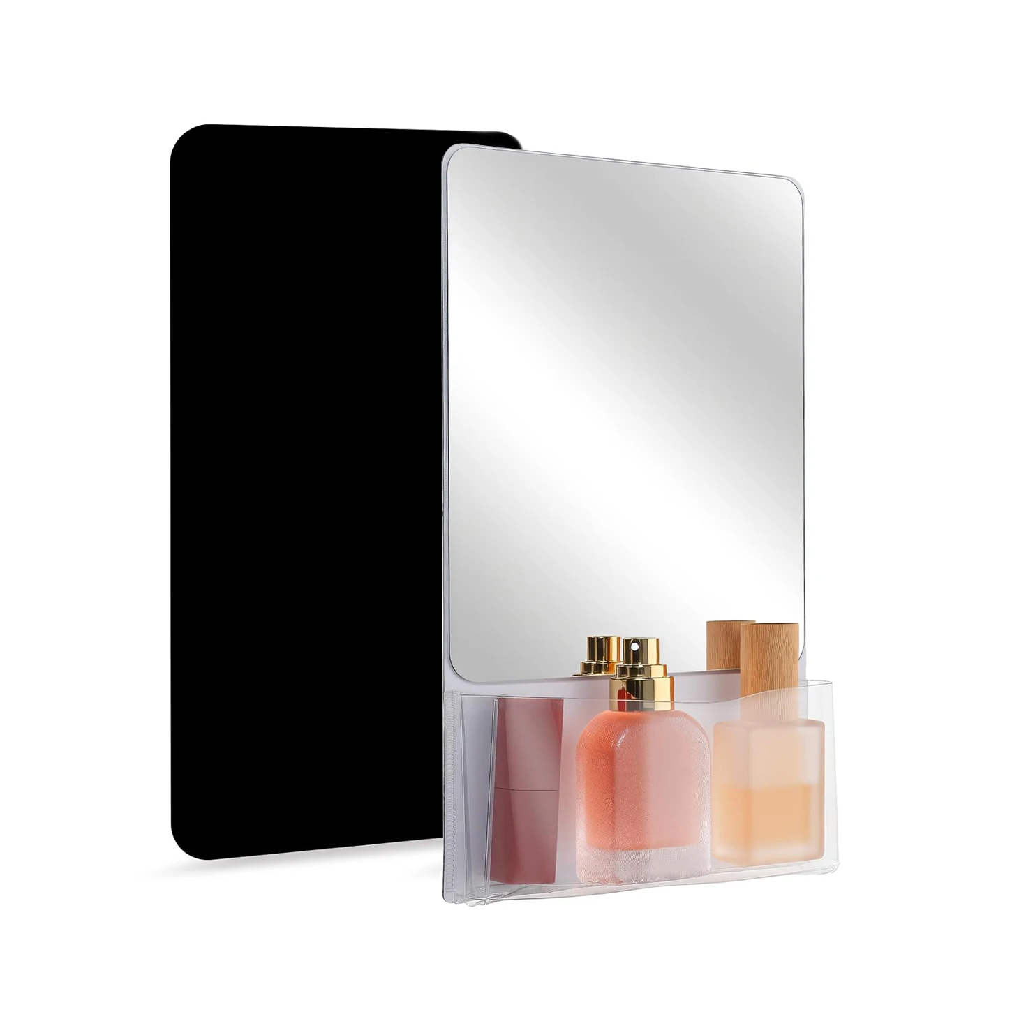 Magnetic Locker Mirror, Super Clear Reflection Small Mirror with Storage Pocket for School Locker Refrigerator Office Cabinet
