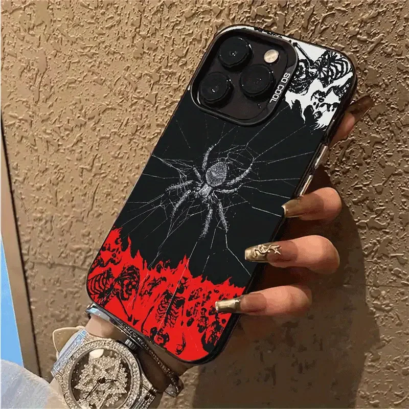 

Cool Spider Matte Texture Phone Case For iPhone 16 15 14 13 12 11 Pro Max 8 7 Plus SE2 16E XS XR Shockproof Bumper Cover Cases